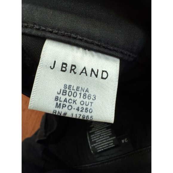 J Brand Selena Black Coated Cropped Lace Hem Mid-Rise Bootcut Boho Jeans Sz 24 - Picture 6 of 9